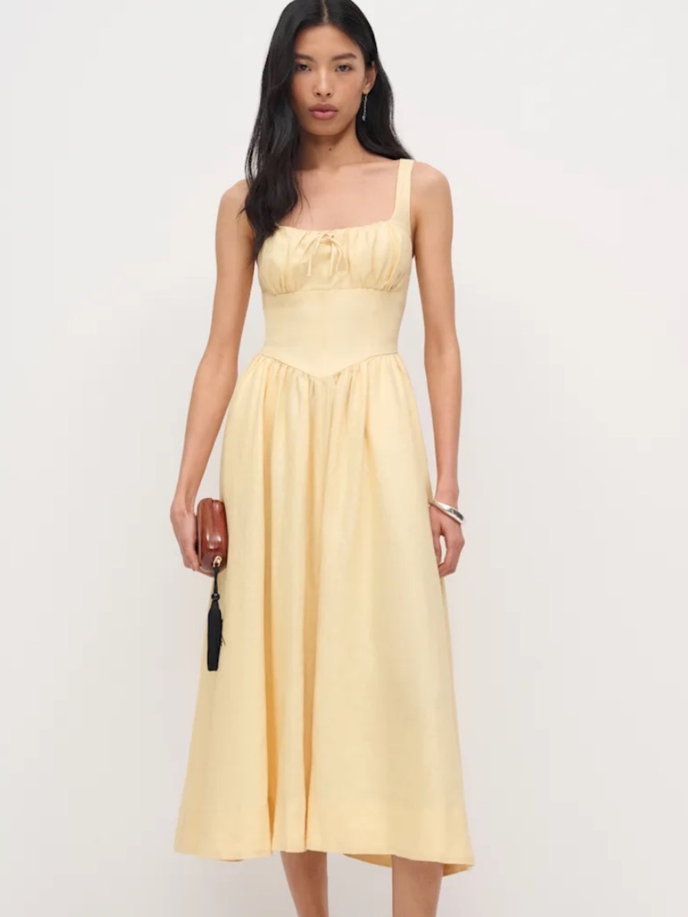 NWT REFORMATION Balia Linen Dress, Parmesan, size 6